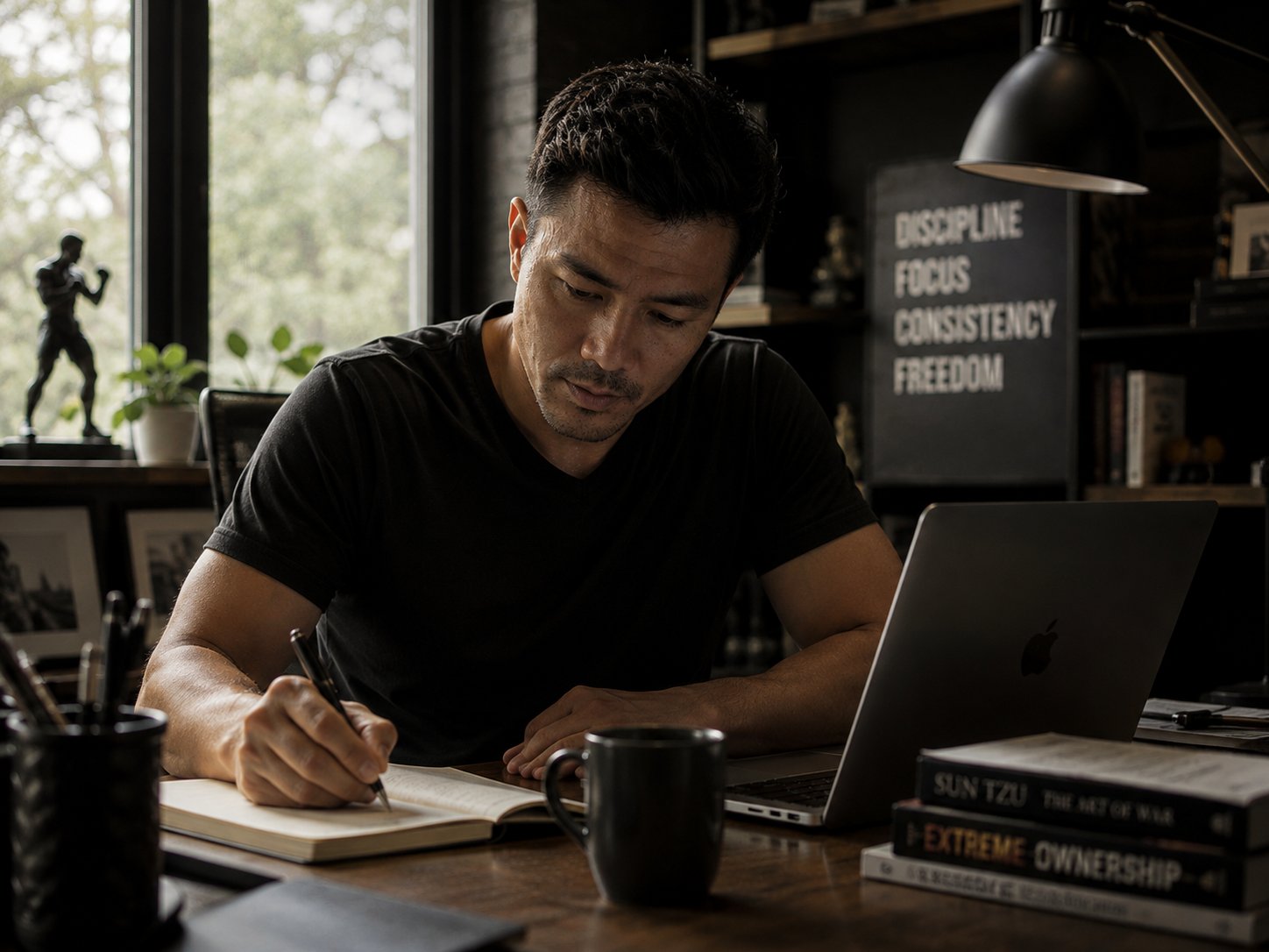 Leandro working at a desk.